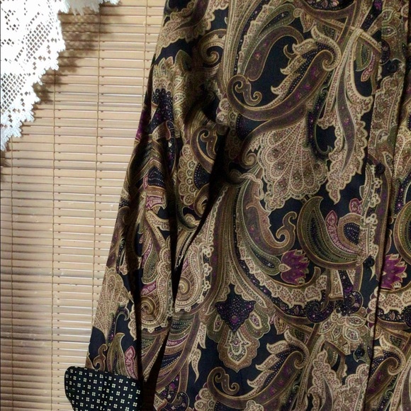 CHAPS paisley blouse, collar, up-down cuffs - Picture 2 of 16